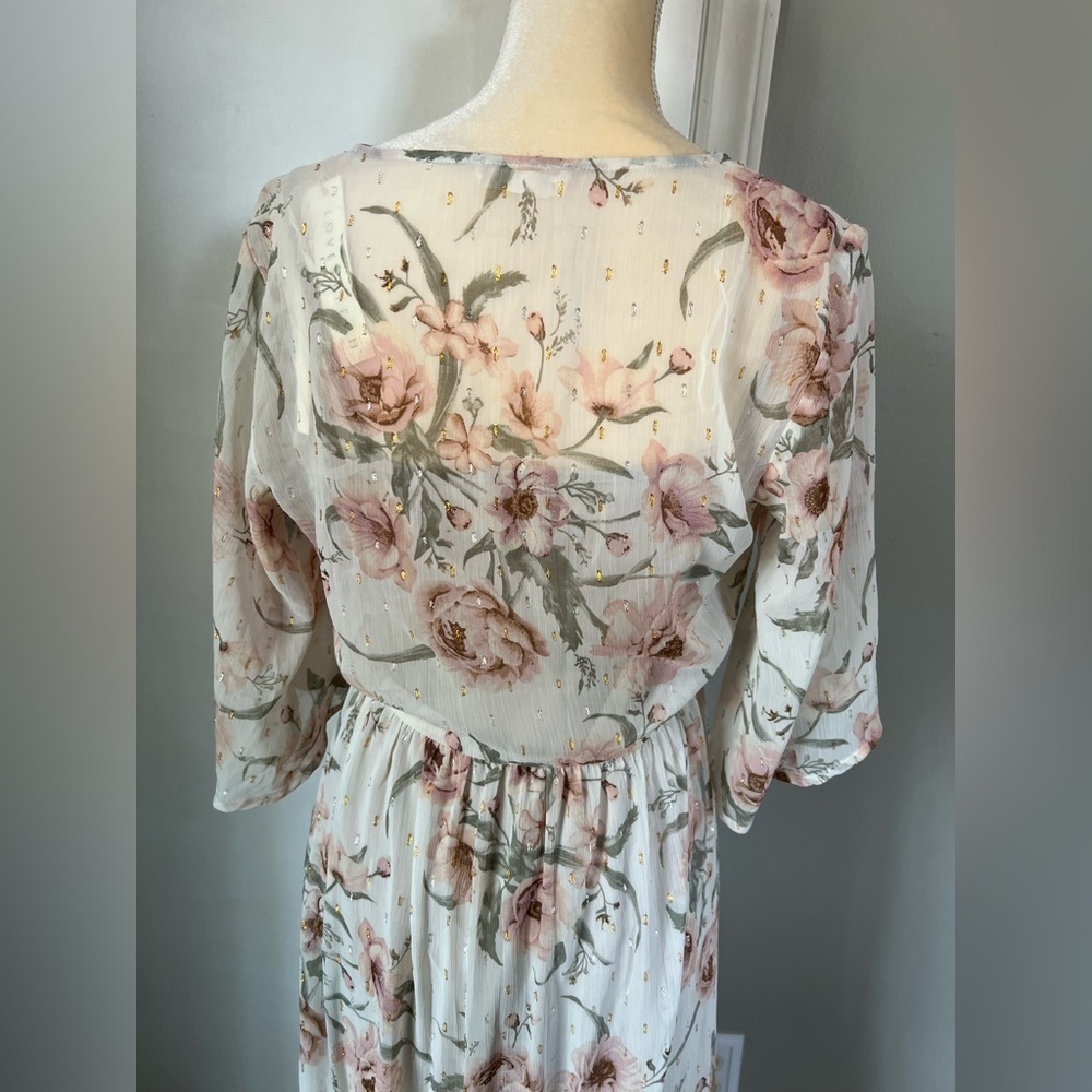 NWT Love Stitch Woman’s White Flower Airy Lightweight Boho Maxi Dress Size Large - Picture 10 of 13